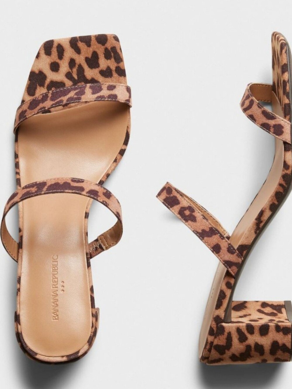 Banana Republic Leopard Print Double Strap Sandal Heel Size 8 Women